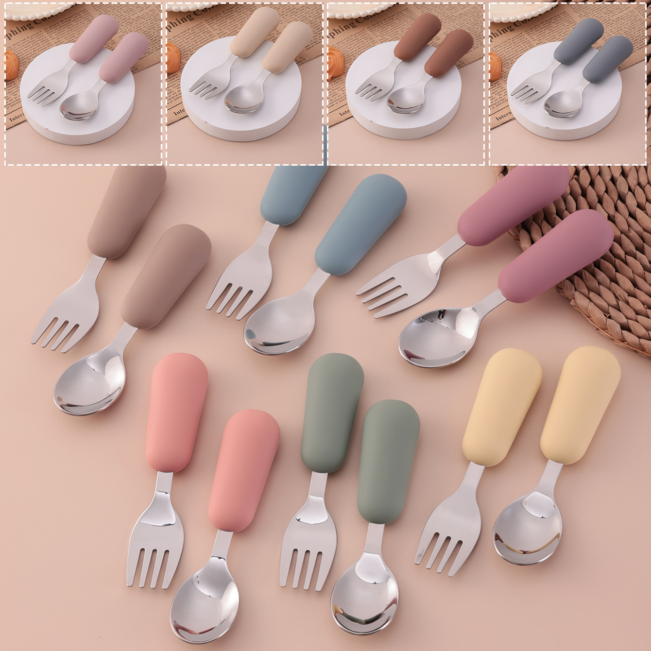 Baby Led Weaning Set - Цветная детская вилка из нержавеющей стали,